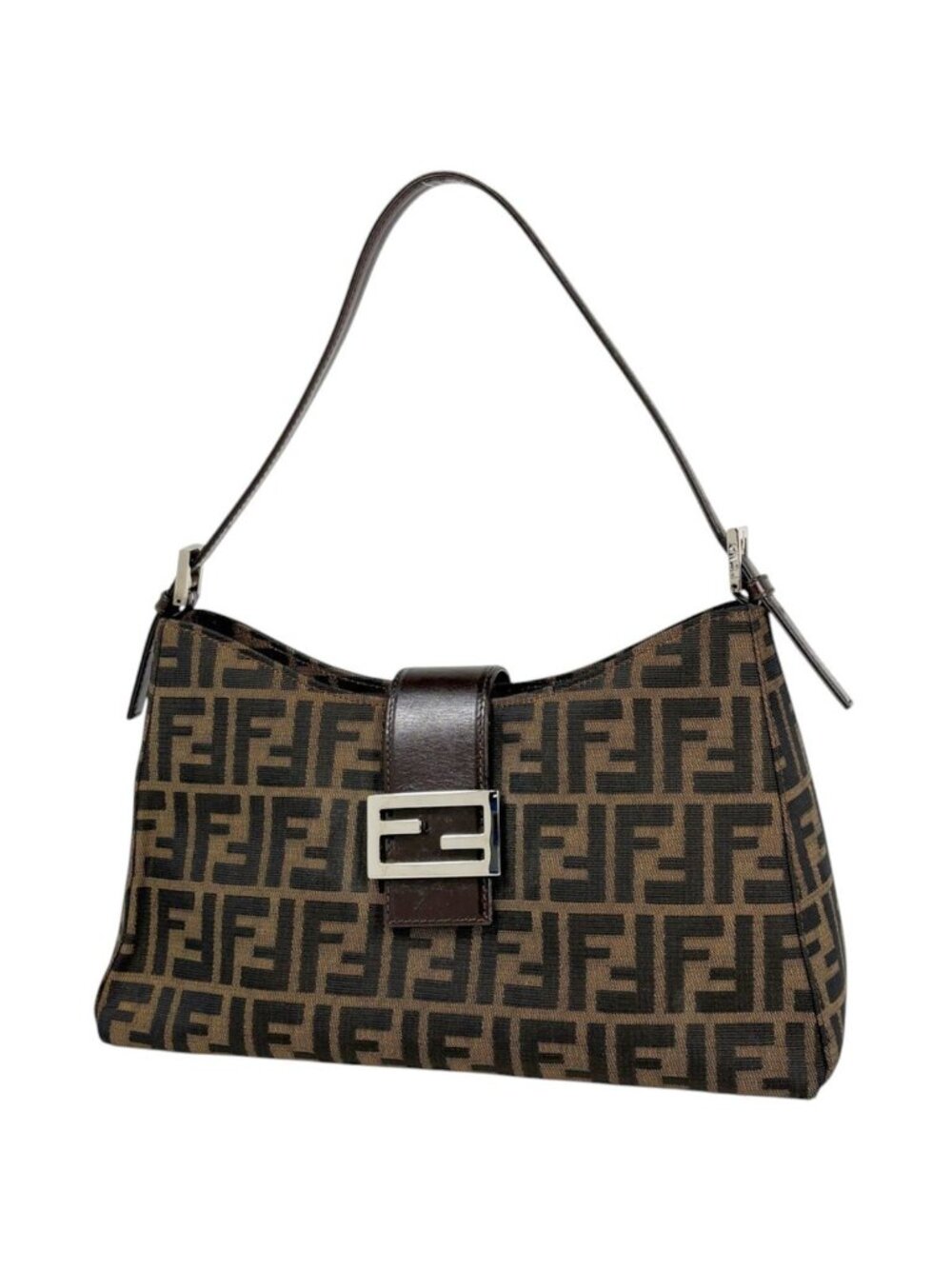 Fendi Shoulder Bag Zucca Pattern Canvas Brown